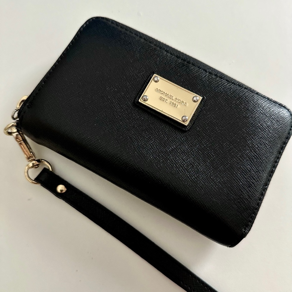 Michael Kors Saffiano Leather Zip-Around Wallet/Wristlet